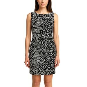 Maggy London 1970s Vintage Black White Wrap Midi Party Dress Sz 4 Abstract Print